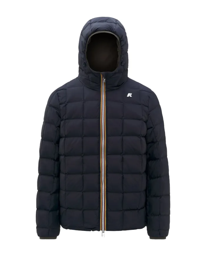 K-WAY Piumino Uomo K8127WW JACK AI 25/26 regular reversibile con motivo trapuntato B3A Black Olive-Blue