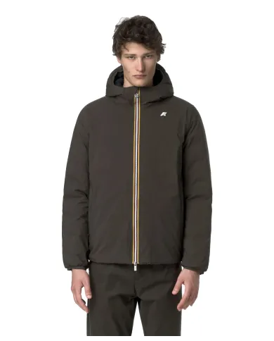 K-WAY Piumino Uomo K8127WW JACK AI 25/26 regular reversibile con motivo trapuntato B3A Black Olive-Blue