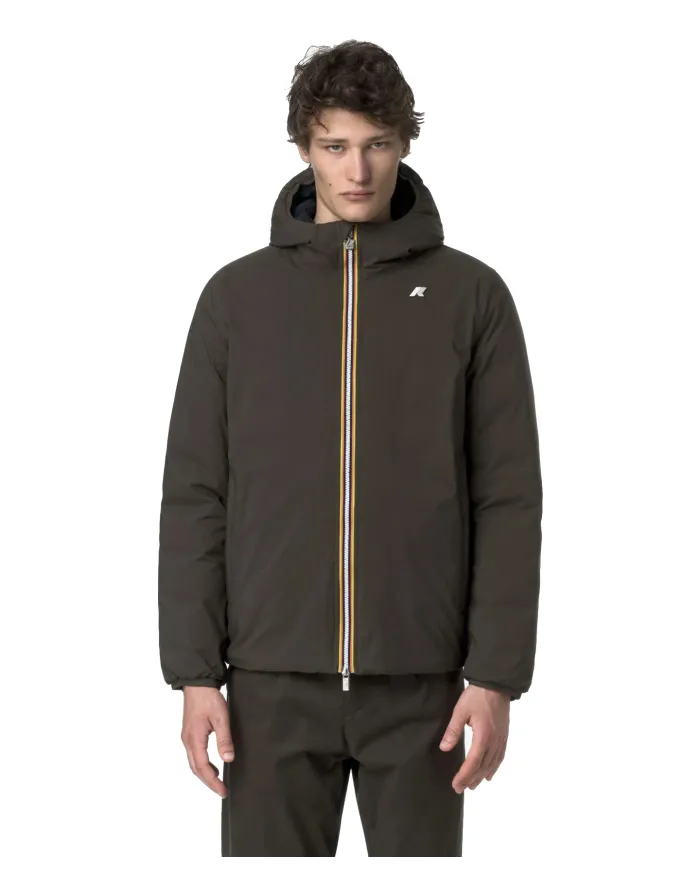 K-WAY Piumino Uomo K8127WW JACK AI 25/26 regular reversibile con motivo trapuntato B3A Black Olive-Blue