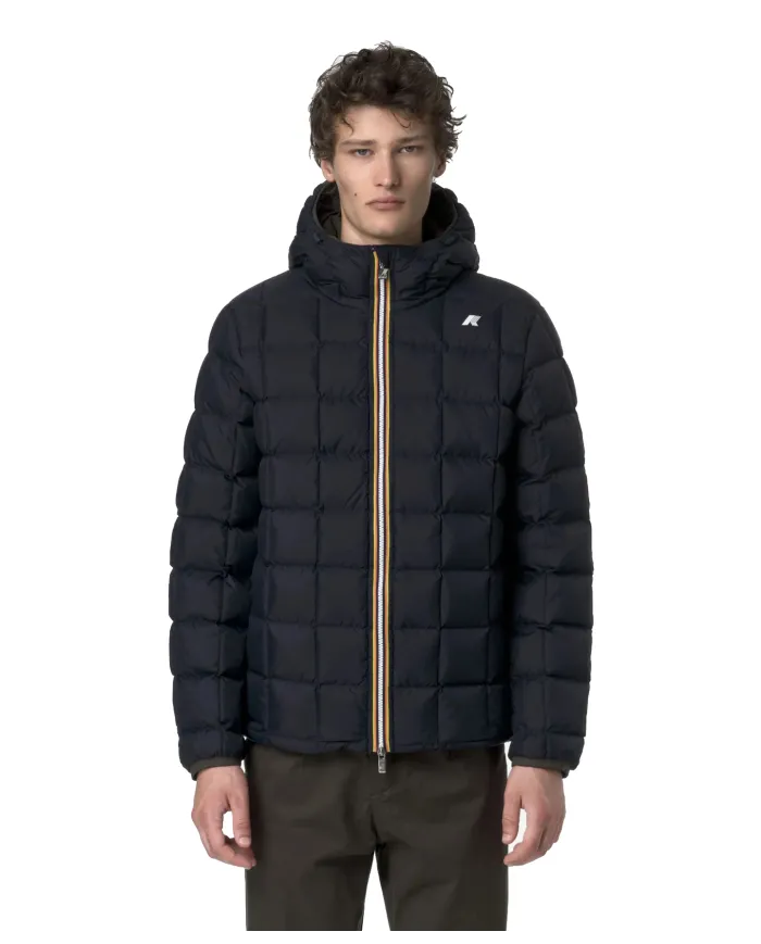 K-WAY Piumino Uomo K8127WW JACK AI 25/26 regular reversibile con motivo trapuntato B3A Black Olive-Blue