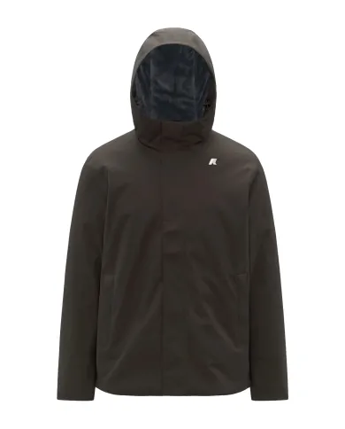 K-WAY Giubbino Uomo K8133DW JACKO AI 25/26 regular basic waterproof in tinta unita B2V Black Olive-Blue A