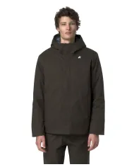 K-WAY Giubbino Uomo K8133DW JACKO AI 25/26 regular basic waterproof in tinta unita B2V Black Olive-Blue A