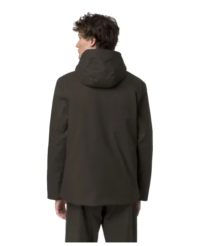 K-WAY Giubbino Uomo K8133DW JACKO AI 25/26 regular basic waterproof in tinta unita B2V Black Olive-Blue A