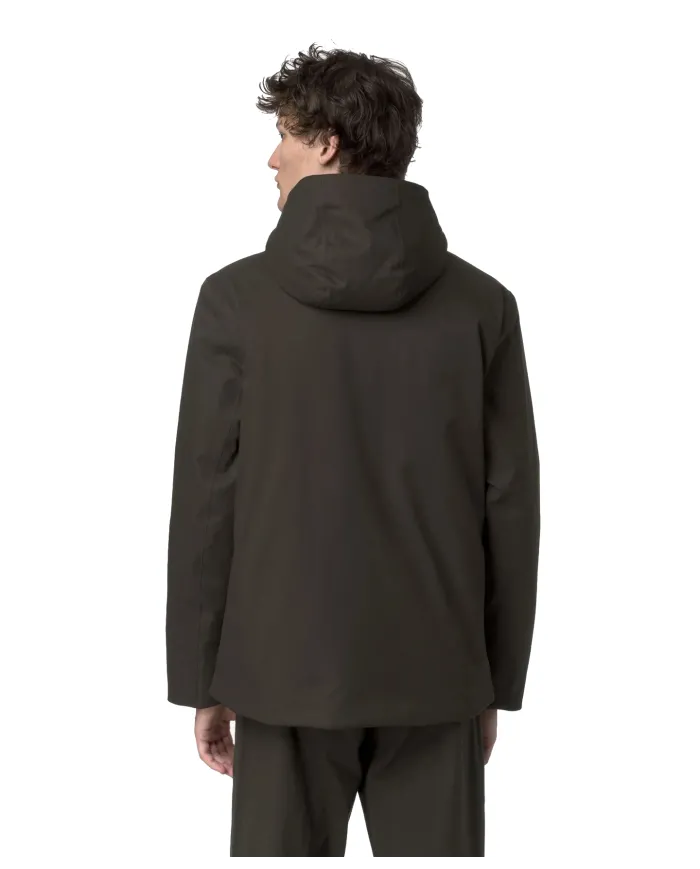 K-WAY Giubbino Uomo K8133DW JACKO AI 25/26 regular basic waterproof in tinta unita B2V Black Olive-Blue A