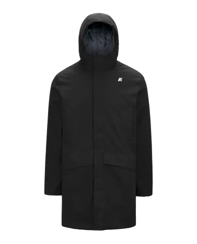 K-WAY Giaccone Uomo K8133FW JARNO AI 25/26 regular lungo waterproof AL8 Black P-Blue A