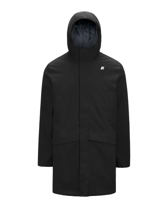 K-WAY Giaccone Uomo K8133FW JARNO AI 25/26 regular lungo waterproof AL8 Black P-Blue A