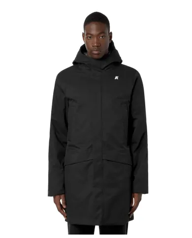 K-WAY Giaccone Uomo K8133FW JARNO AI 25/26 regular lungo waterproof AL8 Black P-Blue A