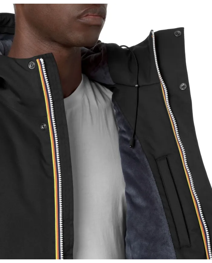 K-WAY Giaccone Uomo K8133FW JARNO AI 25/26 regular lungo waterproof AL8 Black P-Blue A