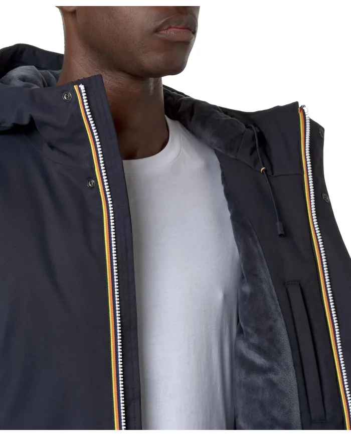 K-WAY Giaccone Uomo K8133FW JARNO AI 25/26 regular lungo waterproof AL9 Blue D-Blue A