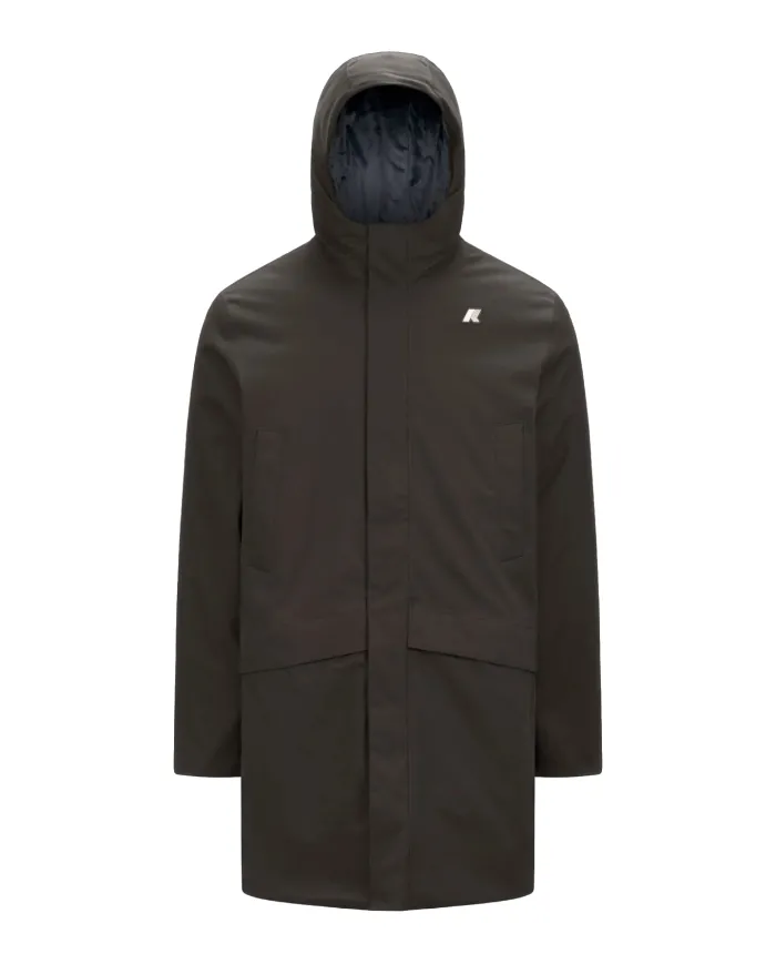 K-WAY Giaccone Uomo K8133FW JARNO AI 25/26 regular lungo waterproof B2V Black Olive-Blue A