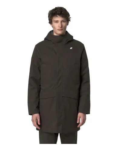 K-WAY Giaccone Uomo K8133FW JARNO AI 25/26 regular lungo waterproof B2V Black Olive-Blue A