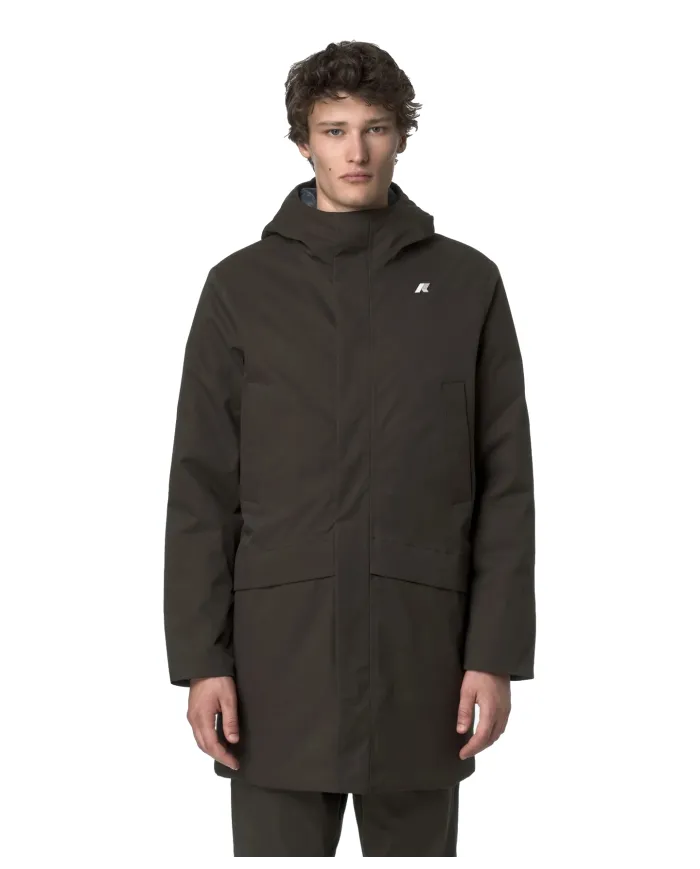 K-WAY Giaccone Uomo K8133FW JARNO AI 25/26 regular lungo waterproof B2V Black Olive-Blue A