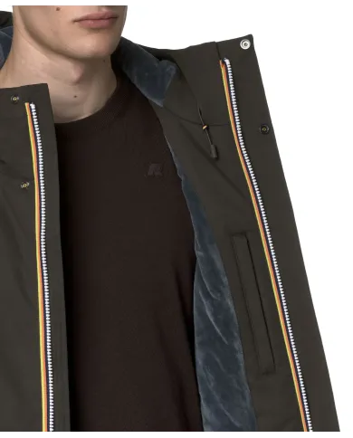 K-WAY Giaccone Uomo K8133FW JARNO AI 25/26 regular lungo waterproof B2V Black Olive-Blue A