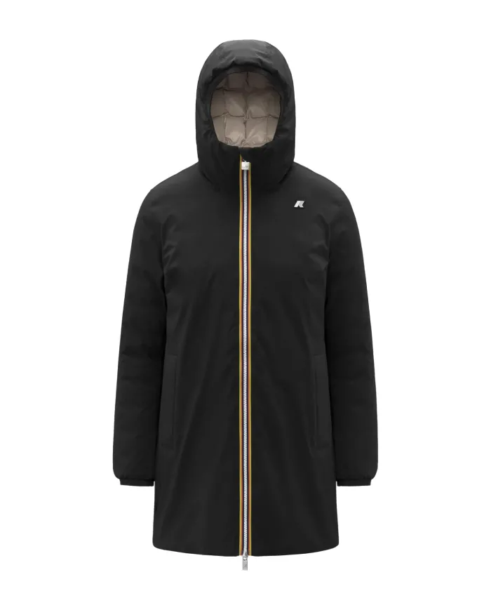 K-WAY Piumino Donna K8134DW SOPHIE AI 25/26 tecnico con motivo trapuntato reversibile BC9 Black-Beige