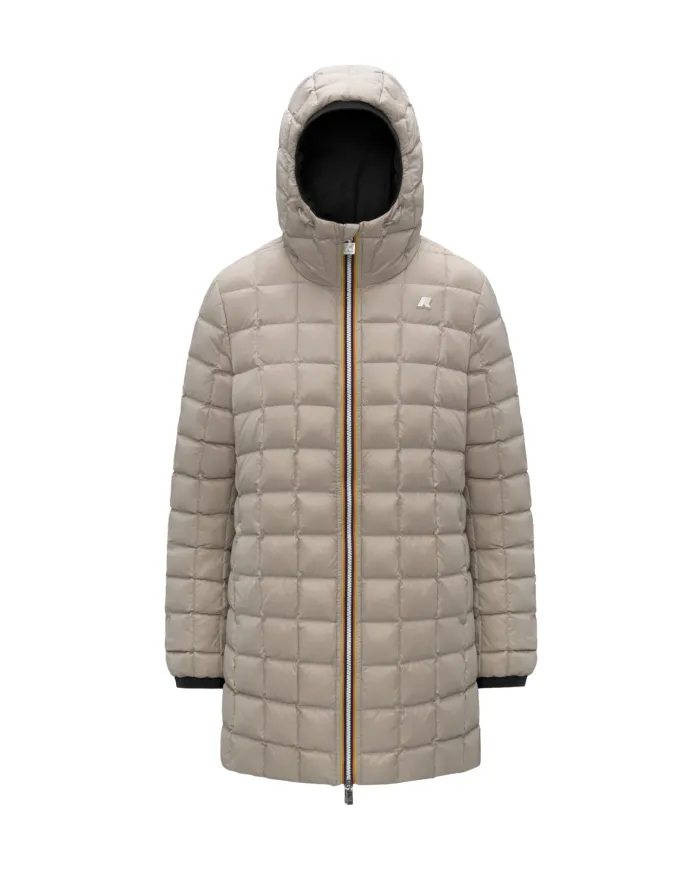 K-WAY Piumino Donna K8134DW SOPHIE AI 25/26 tecnico con motivo trapuntato reversibile BC9 Black-Beige