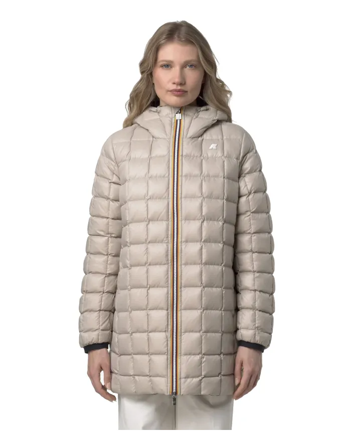 K-WAY Piumino Donna K8134DW SOPHIE AI 25/26 tecnico con motivo trapuntato reversibile BC9 Black-Beige