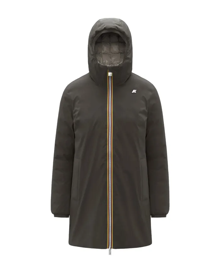 K-WAY Piumino Donna K8134DW SOPHIE AI 25/26 tecnico con motivo trapuntato reversibile B42 BlacK Olive-Green Oak