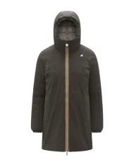 K-WAY Piumino Donna K8134DW SOPHIE AI 25/26 tecnico con motivo trapuntato reversibile B42 BlacK Olive-Green Oak
