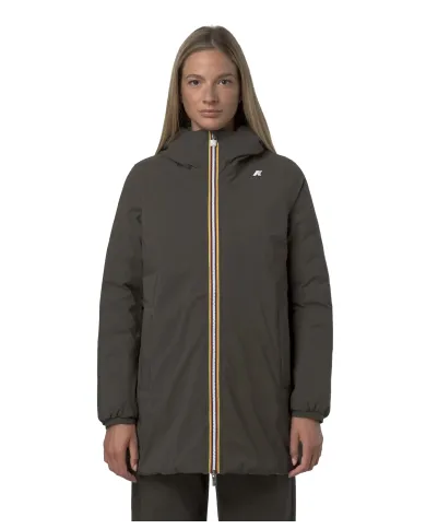 K-WAY Piumino Donna K8134DW SOPHIE AI 25/26 tecnico con motivo trapuntato reversibile B42 BlacK Olive-Green Oak