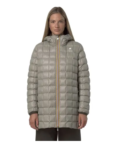 K-WAY Piumino Donna K8134DW SOPHIE AI 25/26 tecnico con motivo trapuntato reversibile B42 BlacK Olive-Green Oak