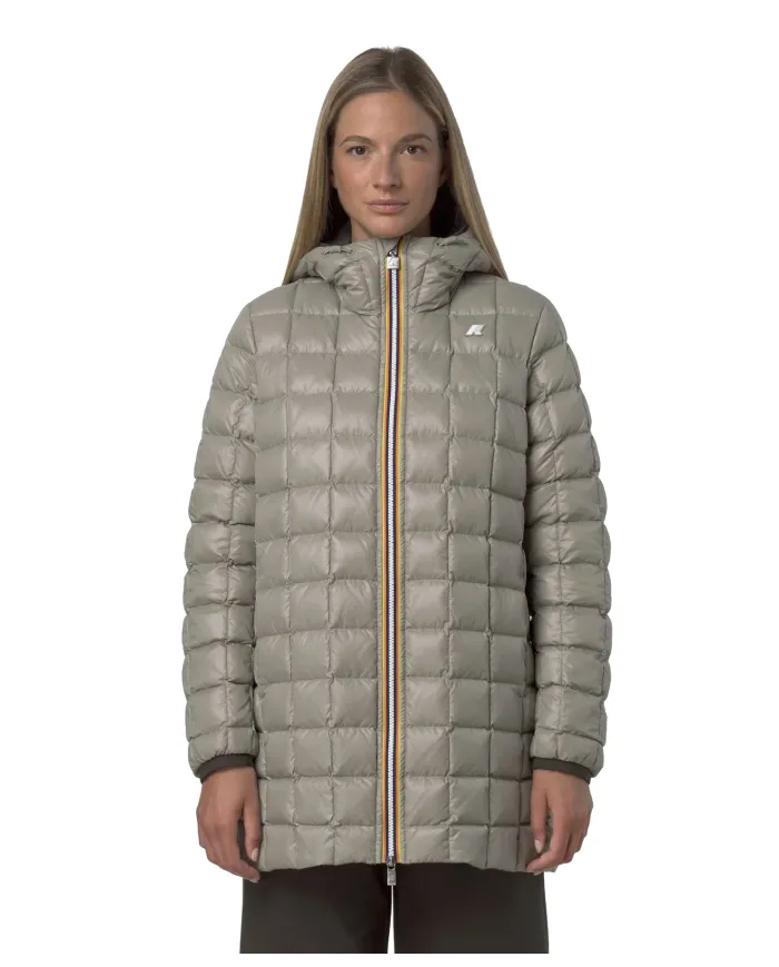 K-WAY Piumino Donna K8134DW SOPHIE AI 25/26 tecnico con motivo trapuntato reversibile B42 BlacK Olive-Green Oak