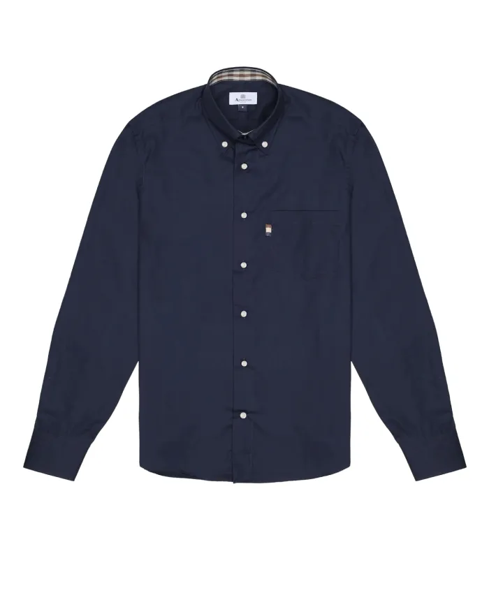 AQUASCUTUM Camicia Uomo AA_A005_SH004 AI 25/26 cotone con taschino 11 NAVY