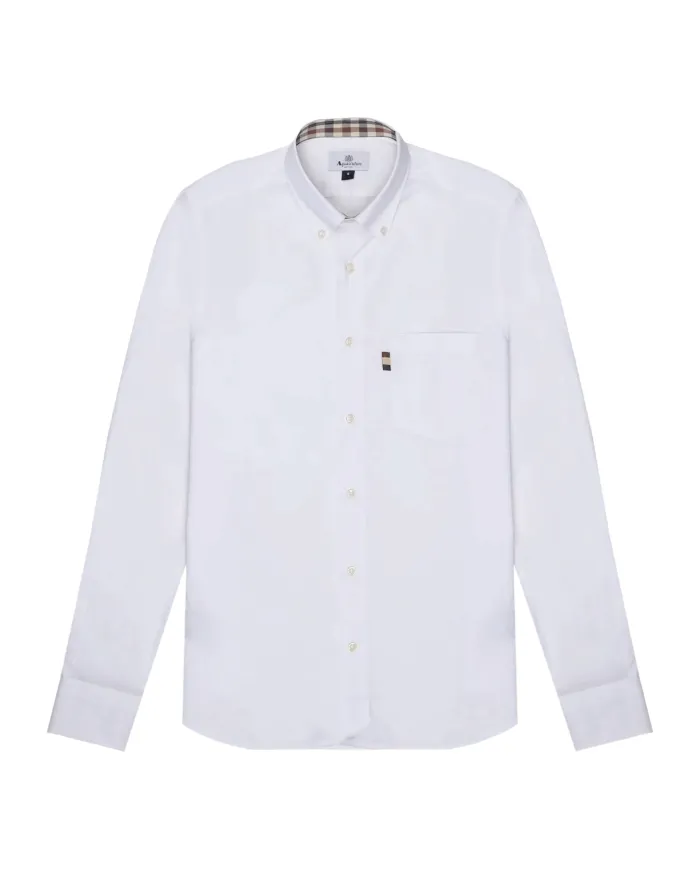 AQUASCUTUM Camicia Uomo AA_A005_SH004 AI 25/26 cotone con taschino 01 OPTICAL WHITE