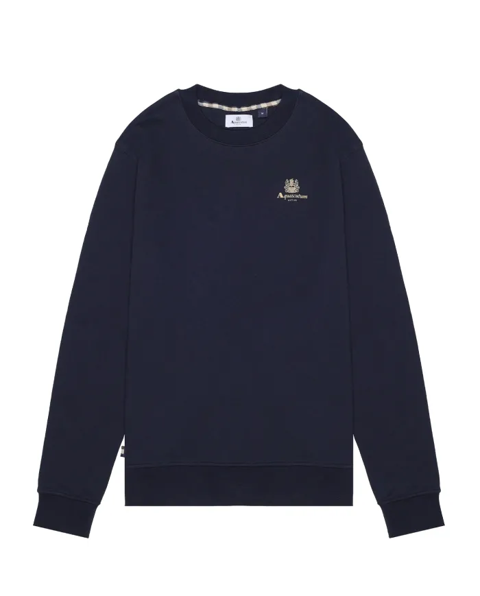 AQUASCUTUM Felpa Uomo AW_ICON_SW006 AI 25/26 cotone con logo applicato 11 NAVY