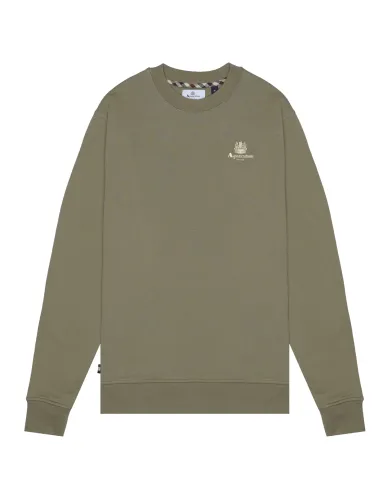 AQUASCUTUM Felpa Uomo AW_ICON_SW006 AI 25/26 cotone con logo applicato 06 ARMY GREEN