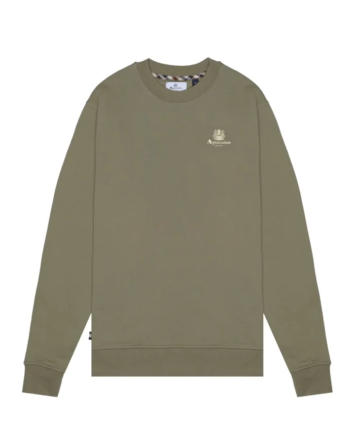AQUASCUTUM Felpa Uomo AW_ICON_SW006 AI 25/26 cotone con logo applicato 06 ARMY GREEN