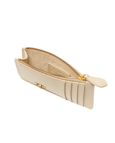 PINKO Porta carte 100251 A0F1 AIRONE AI 25/26 in pelle con logo C50Q BEIGE/GRIGIO