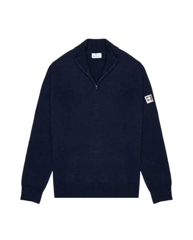 AQUASCUTUM Cardigan Uomo AA_A005_WO017 AI 25/26 con collo e mezza zip 11 NAVY