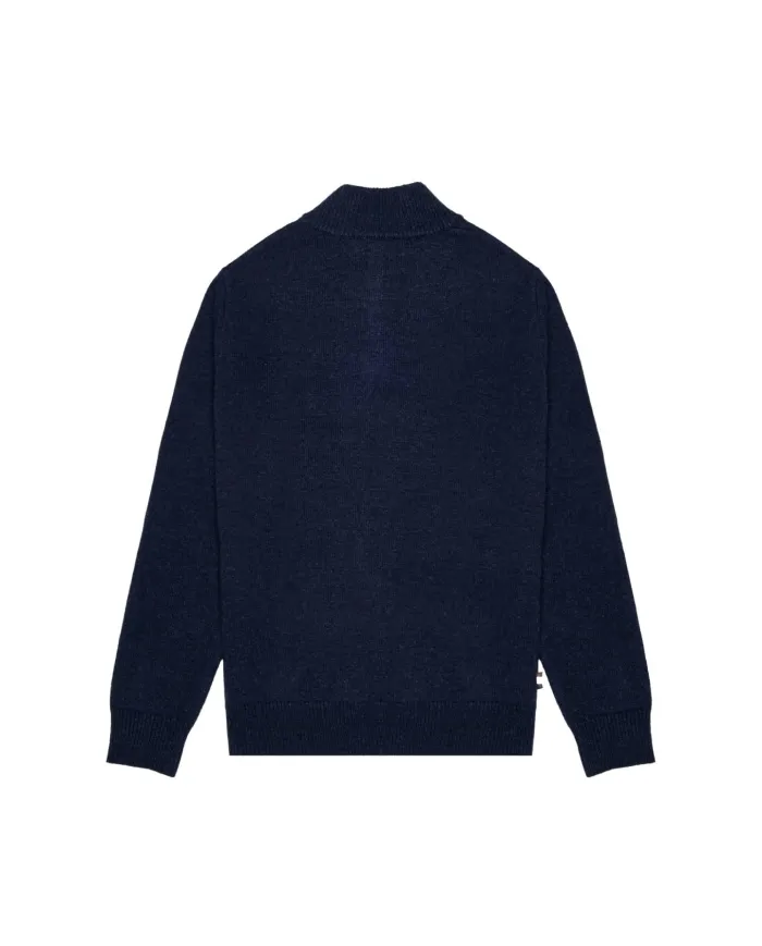 AQUASCUTUM Cardigan Uomo AA_A005_WO017 AI 25/26 con collo e mezza zip 11 NAVY