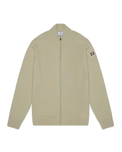 AQUASCUTUM Cardigan Uomo AA_A005_WO016 AI 25/26 con collo e zip 03 BEIGE