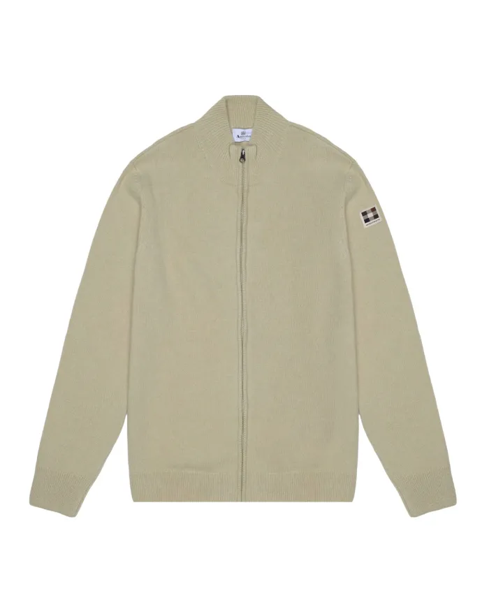 AQUASCUTUM Cardigan Uomo AA_A005_WO016 AI 25/26 con collo e zip 03 BEIGE