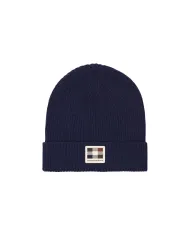 AQUASCUTUM Berretto Uomo AW_ICON_CP007 AI 25/26 beanie in lana con patch 11 NAVY