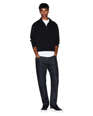 ARMANI EXCHANGE Felpa Uomo XM001295 AF10818 AI 25/26 collo alto con zip e bottoni UC001 BLACK