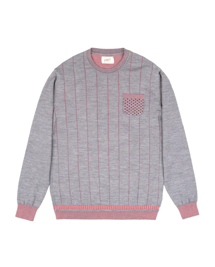 BOB Maglia Uomo TREVOR AI 25/26 lana con motivo rigato 15 FUMO/cipolla