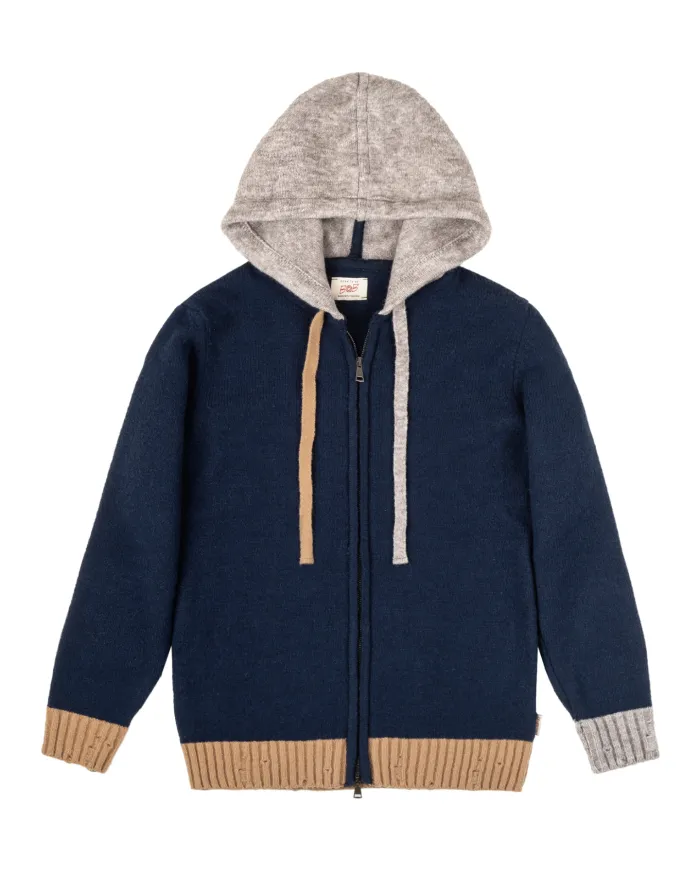 BOB Felpa Uomo MARS AI 25/26 lana comfort con cappuccio fisso 01 BLU