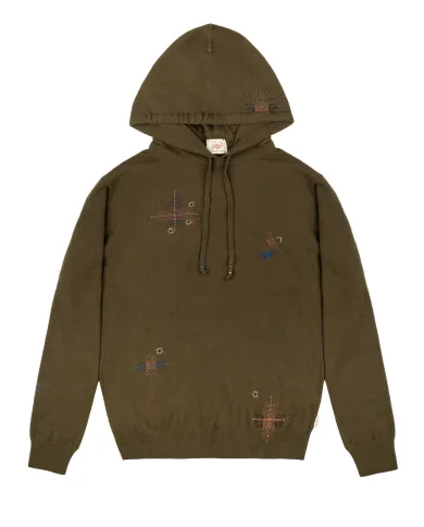 BOB Maglia Uomo CENTRAL R005 AI 25/26 lana con cappuccio fisso 012 MILITARE