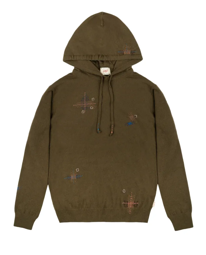 BOB Maglia Uomo CENTRAL R005 AI 25/26 lana con cappuccio fisso 012 MILITARE