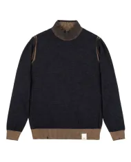 BOB Maglia Uomo LUBE AI 25/26 lana regular reversibile con lupetto 02 BLU/BEIGE