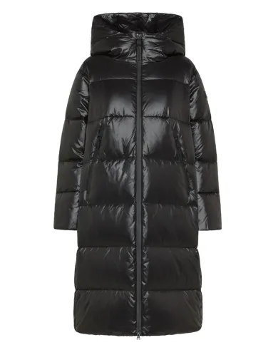 PEUTEREY Piumino Donna PED542401181950 SELECTRIC AI 25/26 lungo con cappuccio in nylon lucido 01 NERO