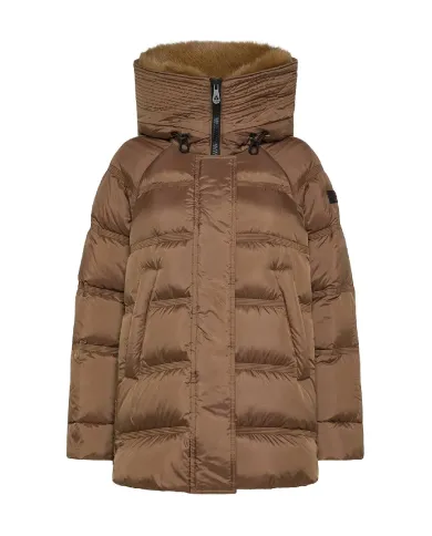 PEUTEREY Piumino Donna PED543901181967 TAKAN MQN 04 FUR AI 25/26 con cappuccio e bordo in pelliccia 894 Gianduia