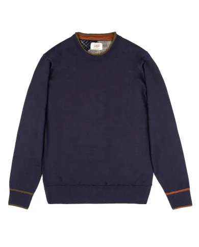 BOB Maglia Uomo DAVIN AI 25/26 lana con dettaglio toppe applicate 02 NAVY