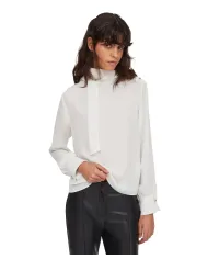 LIU JO Blusa Donna MF5281T4241 AI 25/26 con sciarpa e bottoni logati 10701 BIANCO LANA
