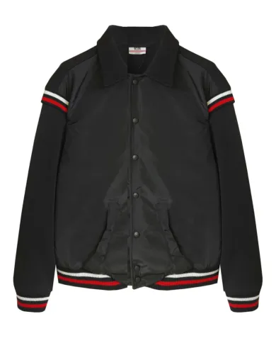 GCDS Bomber Uomo B2EM0901MA0 AI 25/26 con colletto e stampa logata sul retro 99 BLACK