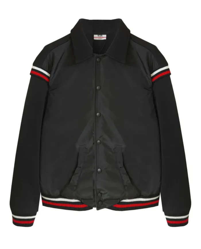 GCDS Bomber Uomo B2EM0901MA0 AI 25/26 con colletto e stampa logata sul retro 99 BLACK