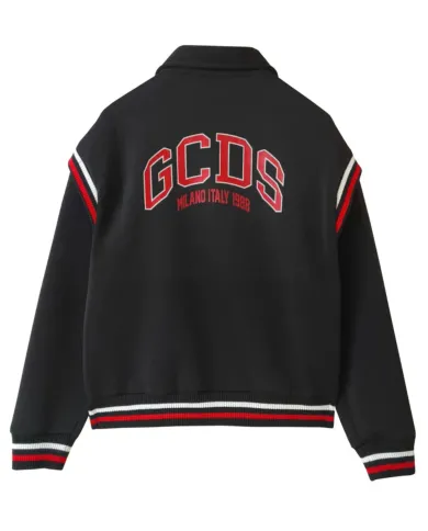GCDS Bomber Uomo B2EM0901MA0 AI 25/26 con colletto e stampa logata sul retro 99 BLACK