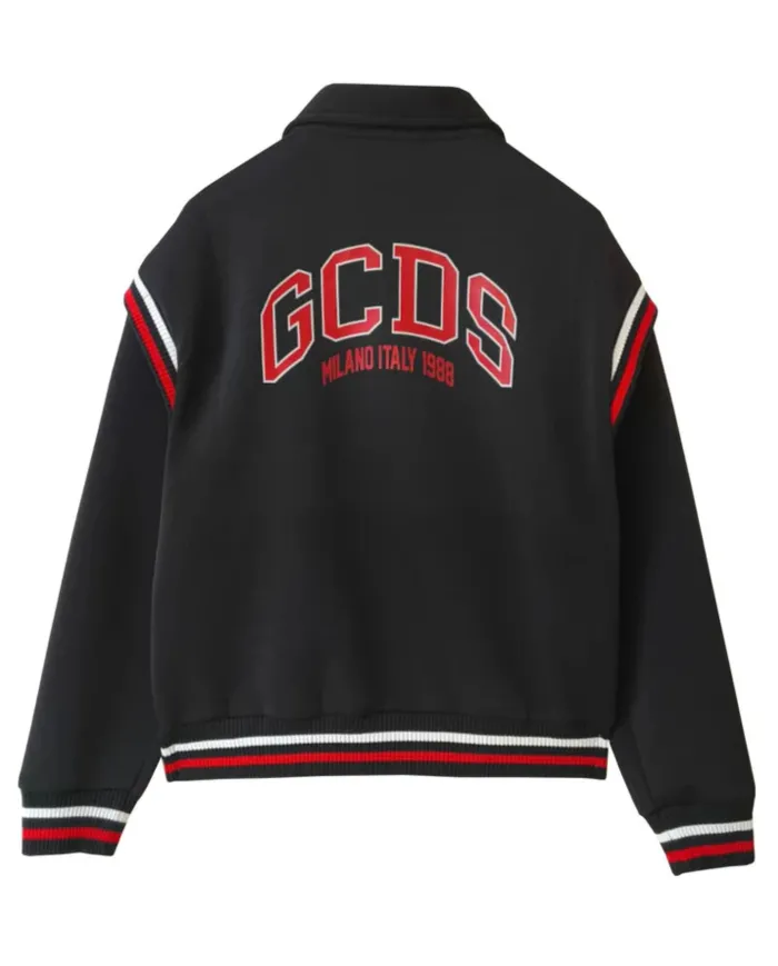 GCDS Bomber Uomo B2EM0901MA0 AI 25/26 con colletto e stampa logata sul retro 99 BLACK